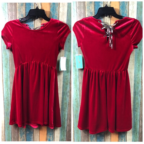 Copper Key Girls Velvet Holiday Dress - Picture 1 of 4